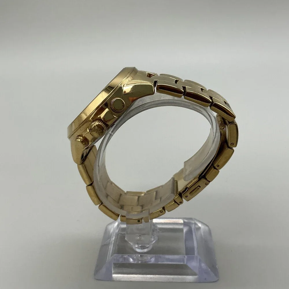 Michael Kors Womens Watch 41mm Gold Tone Chrono Crystals MK6569 New Battery 6.5